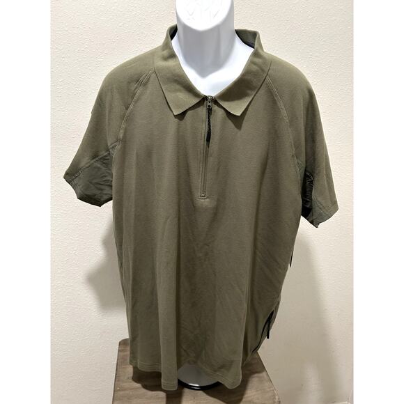 Bass Outdoor Men's Hiker Polo Deep Lichen Green Size XXL 2XL Zipper Zip New B98 - Picture 1 of 9
